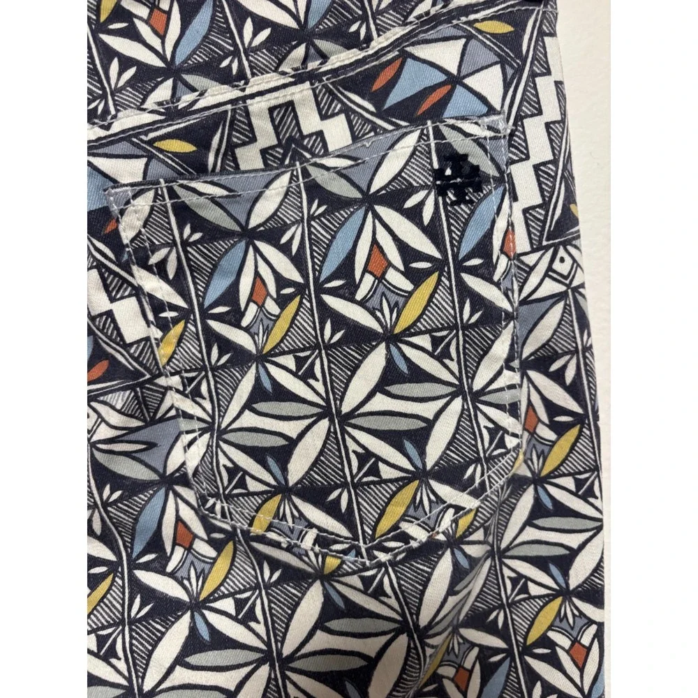 Tory Burch Acoma Geometric Print Straight Leg Cropped Pants Size 32